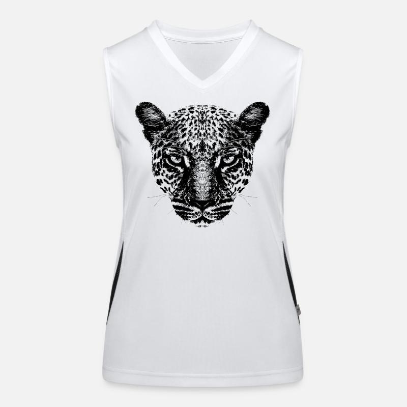 Leopard / Kopf / Schwarz Funktionelles Kontrast-Tank Top für Frauen