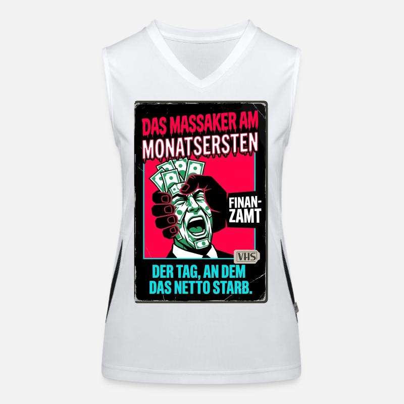 Das Massaker am Monatsersten VHS Horror Funktionelles Kontrast-Tank Top für Frauen