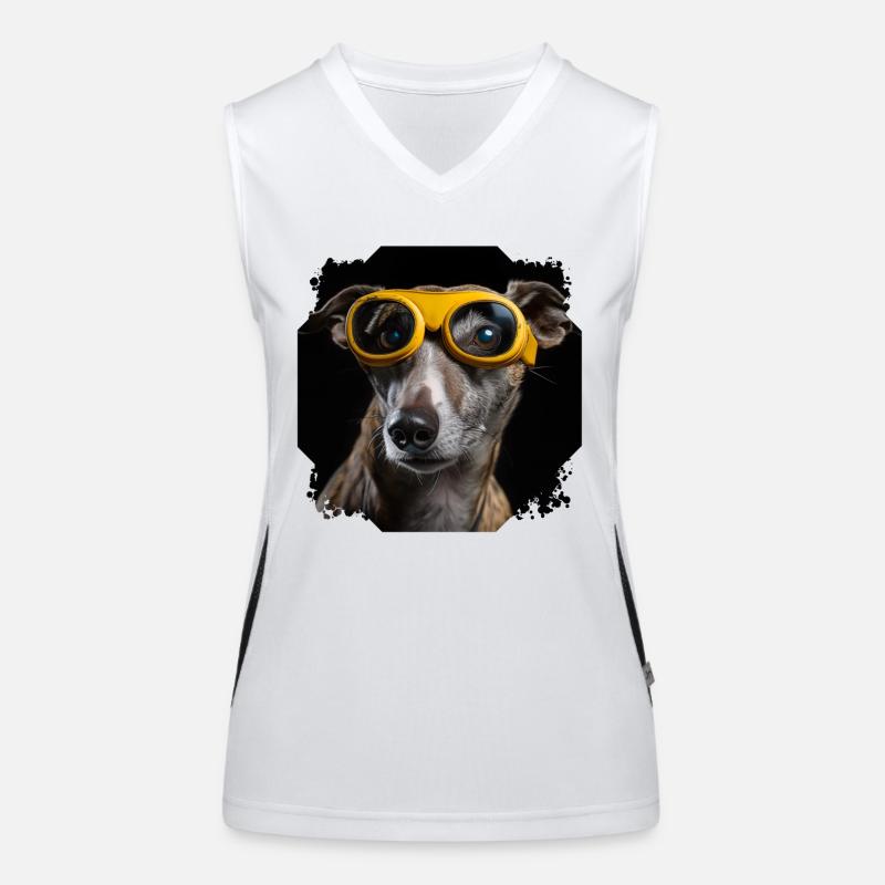 Hund mit Brille Funktionelles Kontrast-Tank Top für Frauen