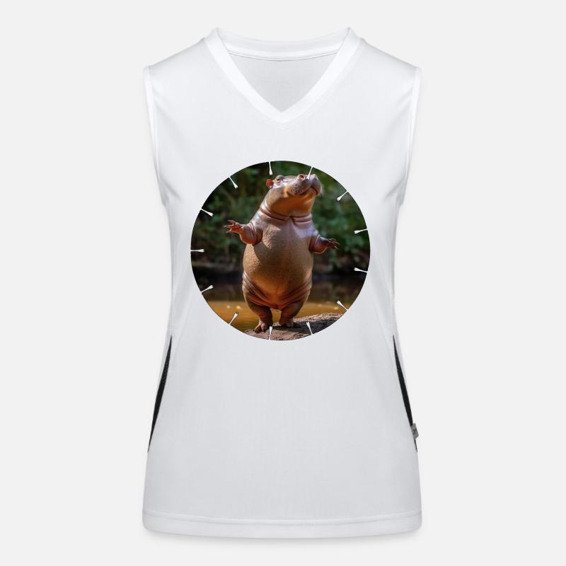 Ein Nilpferd wagt ein Tänzchen Funktionelles Kontrast-Tank Top für Frauen