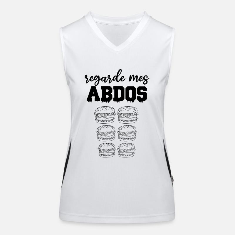 Regarde mes abdos burger cadeau bouffe Débardeur respirant contrasté Femme