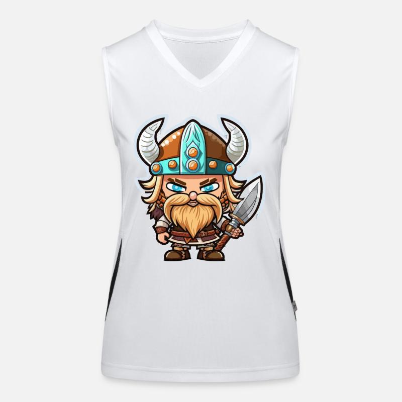 Ragnar's Conquests: Cartoon Viking Ragnar Women's Functional Contrast Tank Top