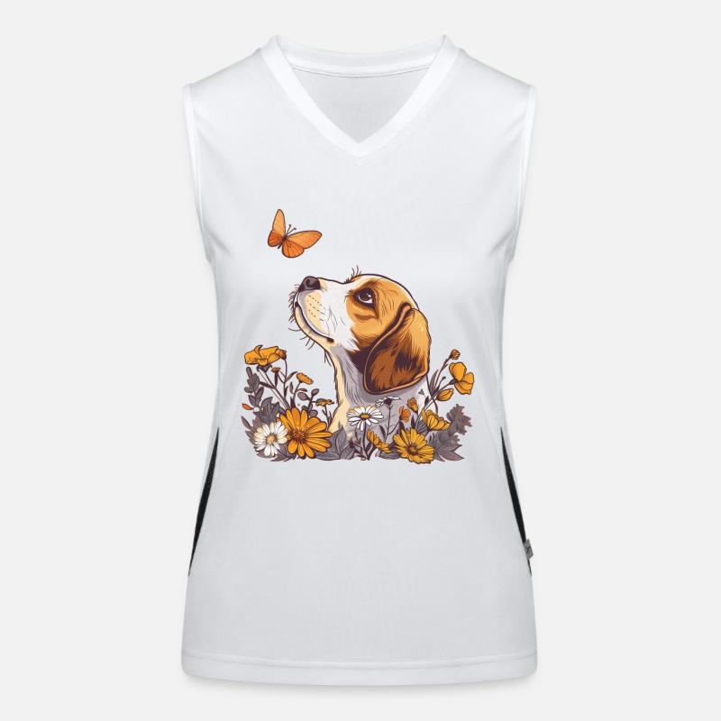 Beagle with butterfly Women's Functional Contrast Tank Top