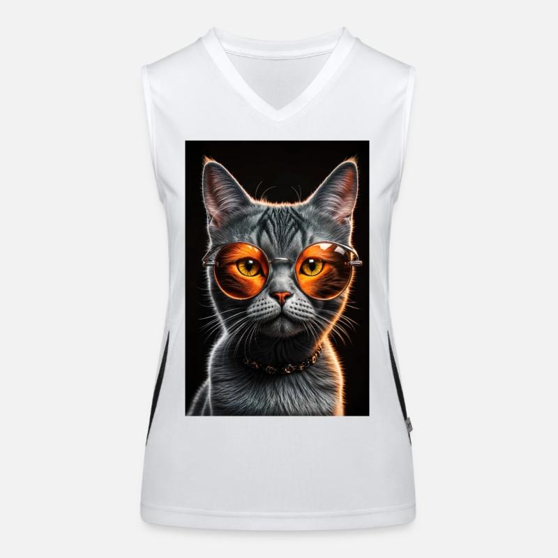 Katze mit einer stylischen Sonnenbrille Funktionelles Kontrast-Tank Top für Frauen