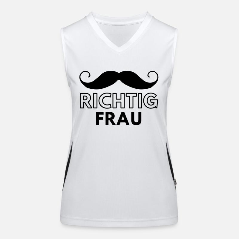 Schnurrbartstolz - Richtig Frau Funktionelles Kontrast-Tank Top für Frauen