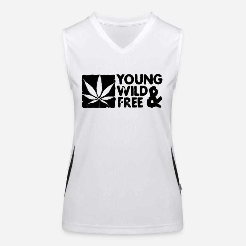 young wild and free weed leaf boxed Funktionelles Kontrast-Tank Top für Frauen