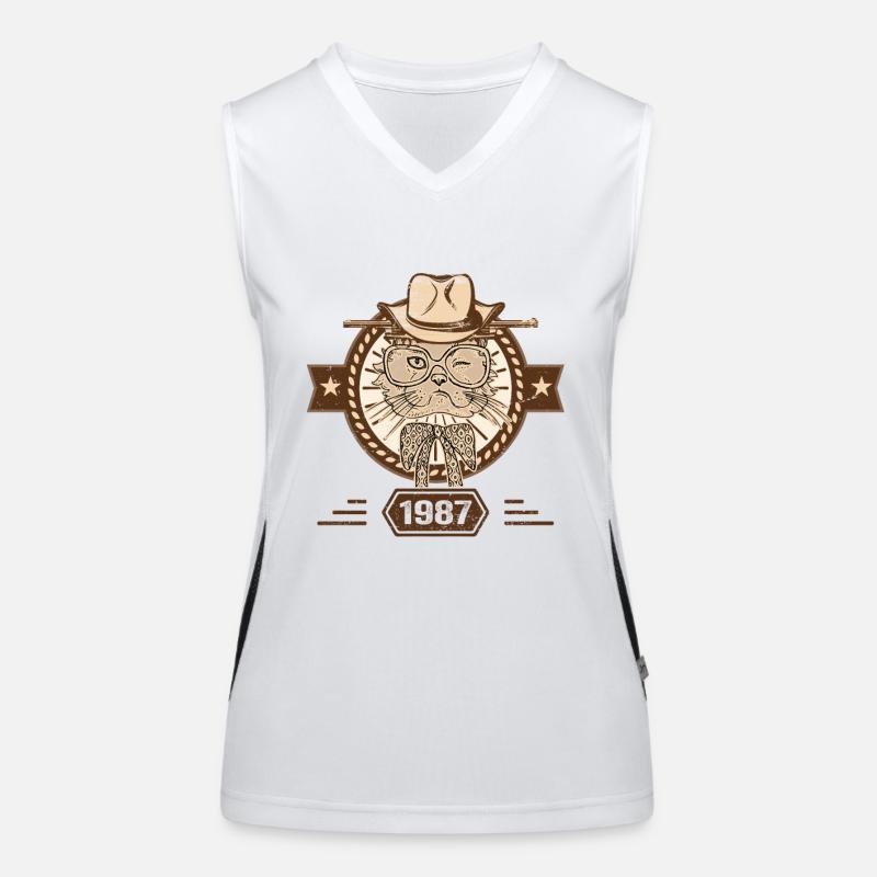 1987 | Geburtstagsgeschenk | Katzenliebhaber Funktionelles Kontrast-Tank Top für Frauen