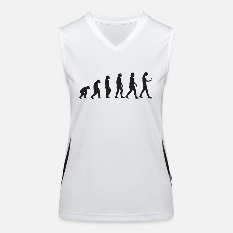 Menschliche Evolution bis zur Smartphonesucht Funktionelles Kontrast-Tank Top für Frauen