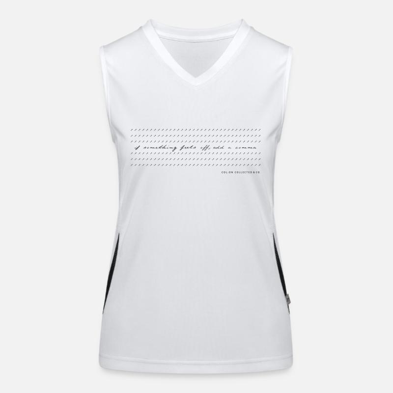 Comma Modern Calligraphy Minimalist Humor b/w Women's Functional Contrast Tank Top