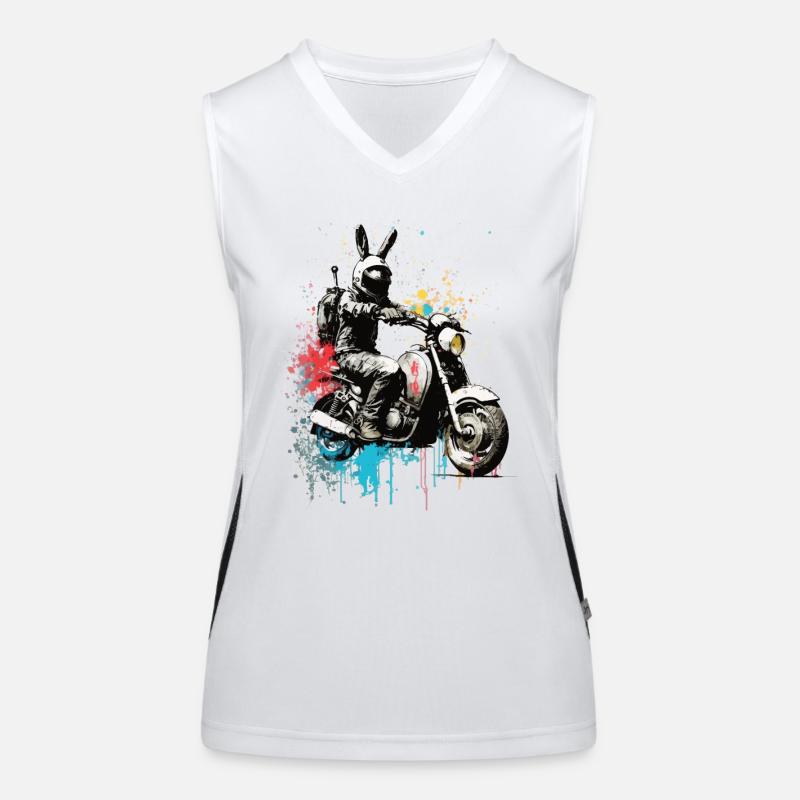 Graffiti Hase auf Motorroller Motorrad Funktionelles Kontrast-Tank Top für Frauen