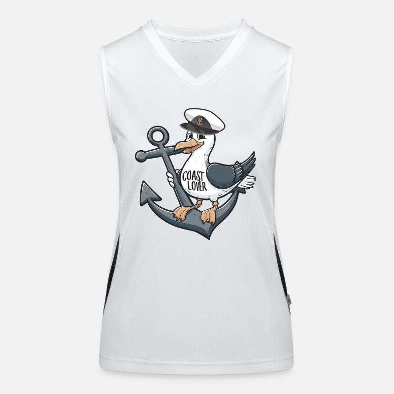 Coast Lover Seagull Möwe Anker Sailor Anchor Funktionelles Kontrast-Tank Top für Frauen