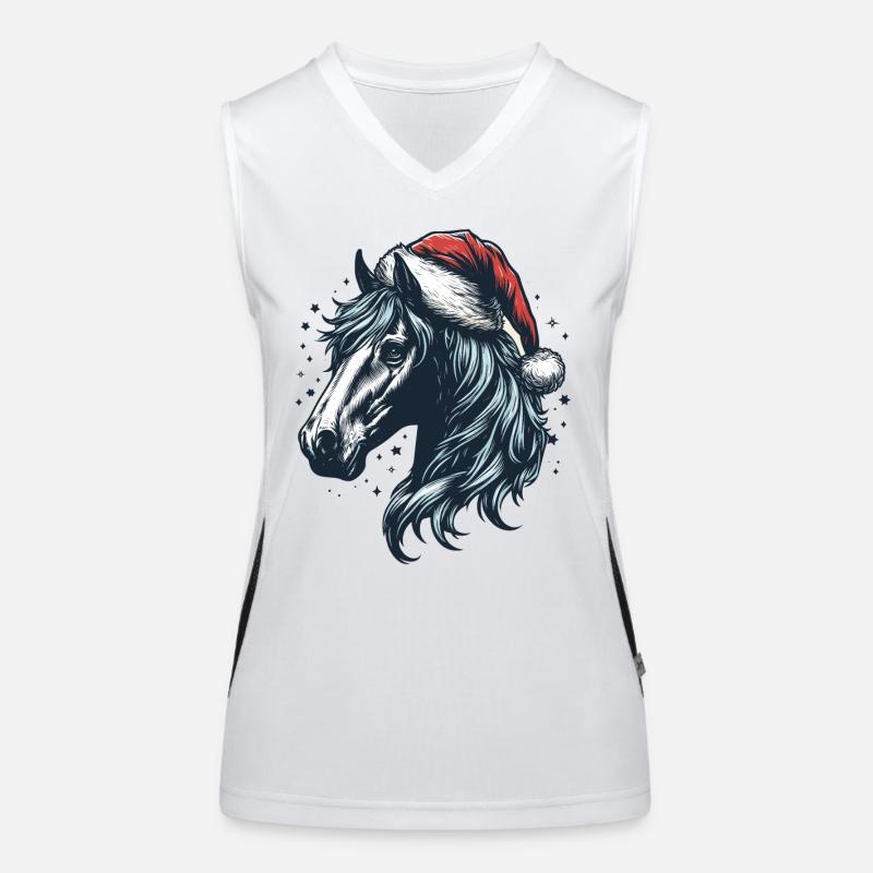 Tête de cheval avec chapeau de père Noël Débardeur respirant contrasté Femme