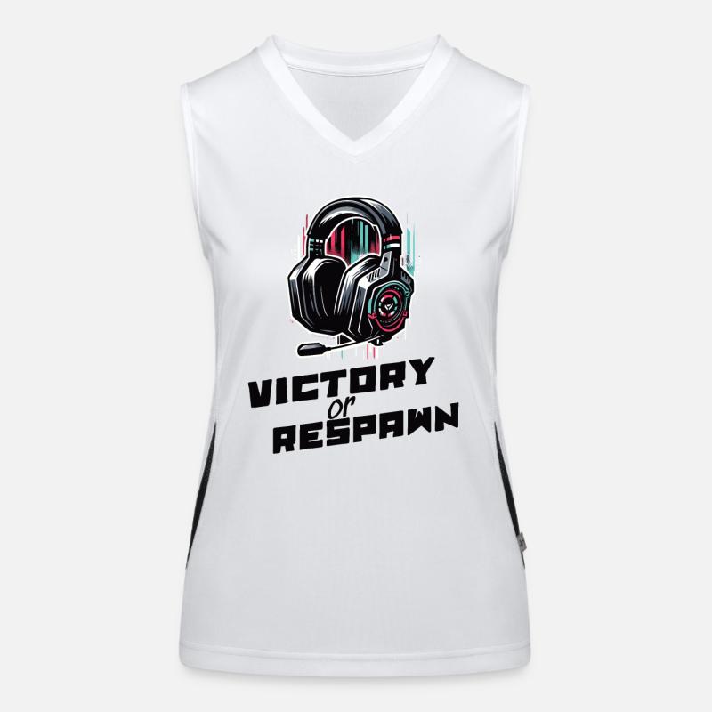 Victory or Respawn Gaming Sprüche Shirt Funktionelles Kontrast-Tank Top für Frauen