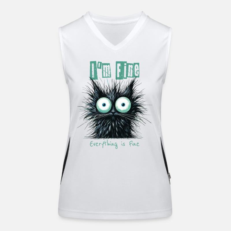 Zerzauste Katze I'm Fine Everything is Fine Funktionelles Kontrast-Tank Top für Frauen