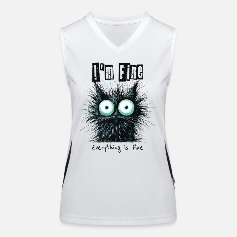 Zerzauste Katze I'm Fine Everything is Fine Funktionelles Kontrast-Tank Top für Frauen