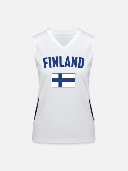 Finnland Flagge - Funktionelles Kontrast-Tank Top für Frauen - Weiß/Schwarz - Vorne