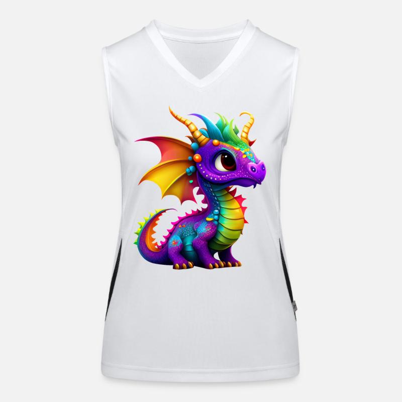 Mignon petit dragon Débardeur respirant contrasté Femme