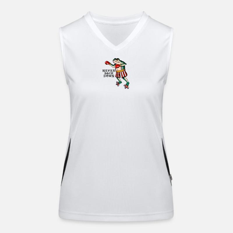 Frog Fighter ne recule jamais Style de tatouage classique Débardeur respirant contrasté Femme
