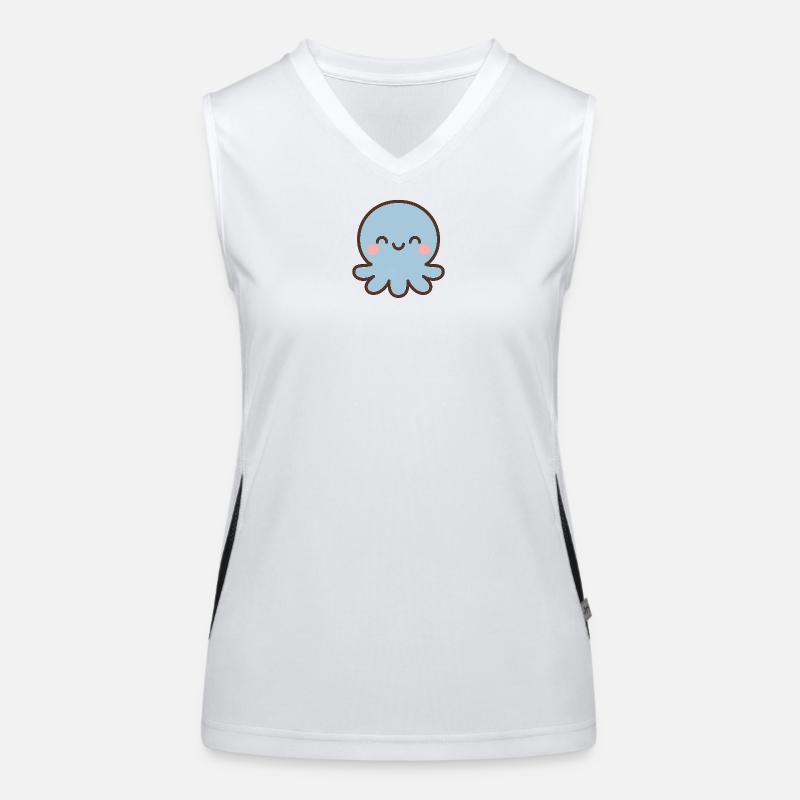 Blauer Oktopus Kawaii Lächeln Funktionelles Kontrast-Tank Top für Frauen