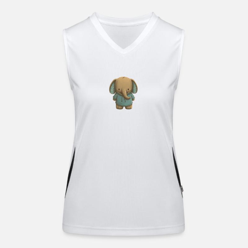 Mignon éléphant avec pull vert pour les enfants Débardeur respirant contrasté Femme