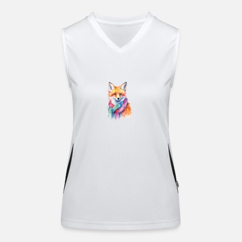 Fuchs mit Schal Funktionelles Kontrast-Tank Top für Frauen
