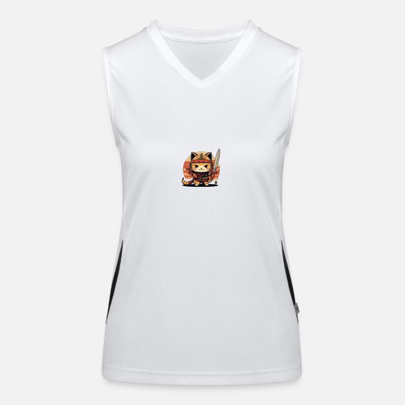 Kawaii Samurai Cat Débardeur respirant contrasté Femme