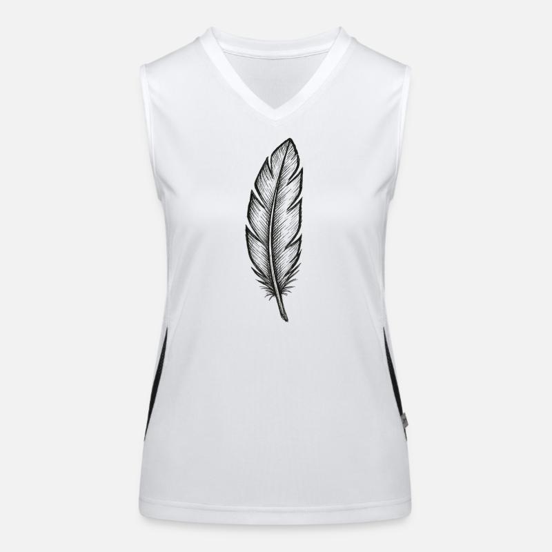 Black glitter feather with texture Women's Functional Contrast Tank Top