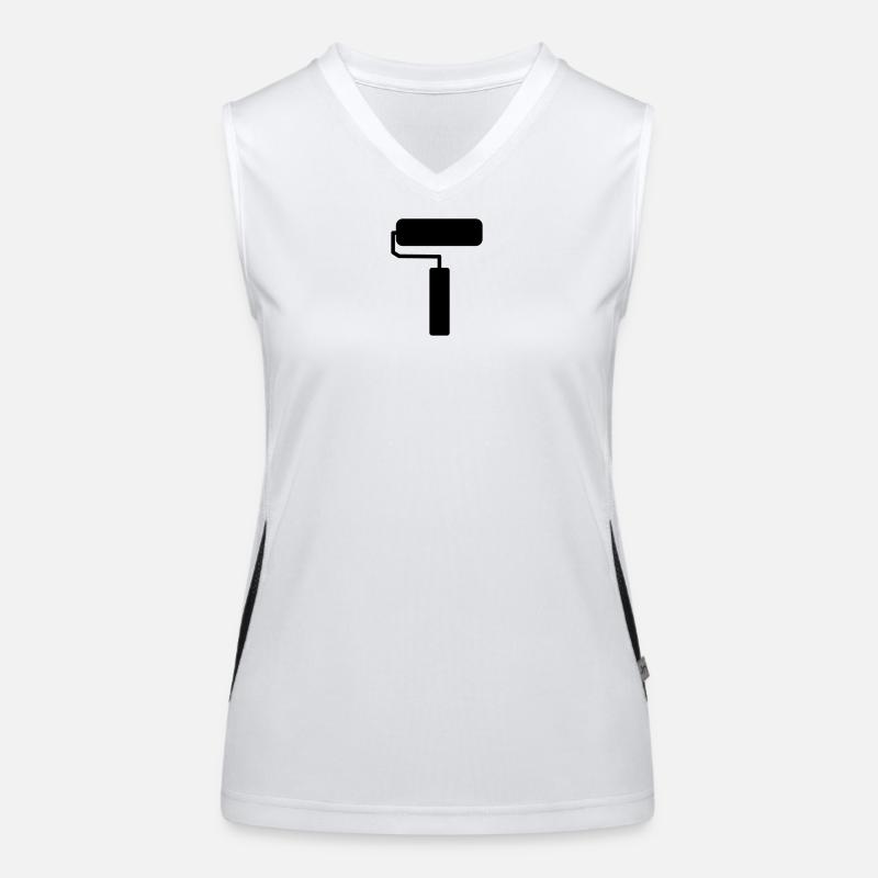 Paint Roller Silhouette – Minimalist Painting Tool Women's Functional Contrast Tank Top