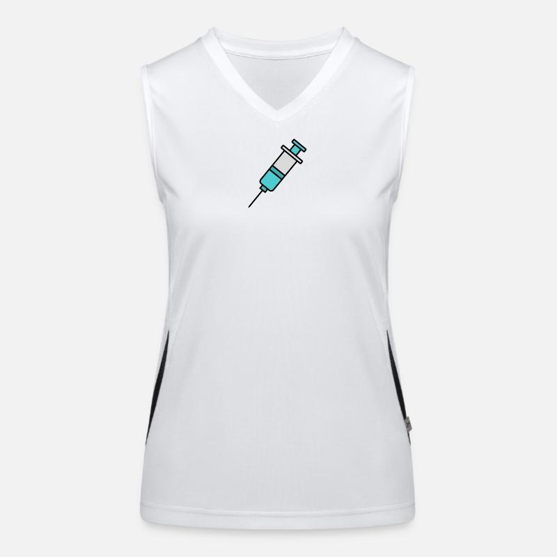 Spritze | Pro Impfung & Wissenschaft Statement Funktionelles Kontrast-Tank Top für Frauen