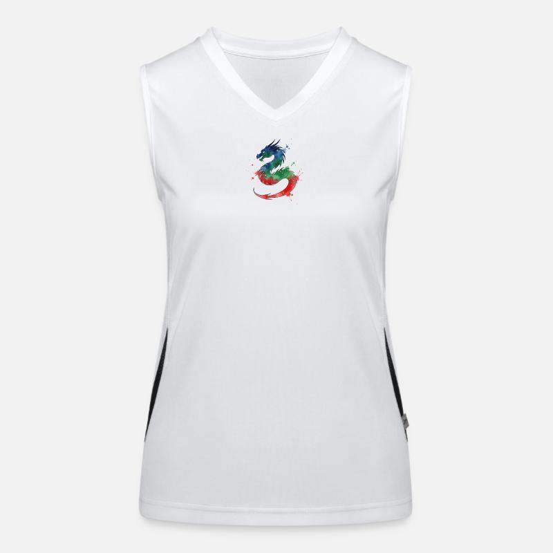 Regenbogen-Wasserdrachen Bunter Drache im Aquarell Funktionelles Kontrast-Tank Top für Frauen