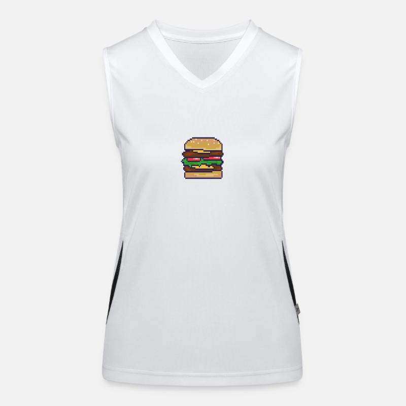 Cheeseburger Pixelart Funktionelles Kontrast-Tank Top für Frauen