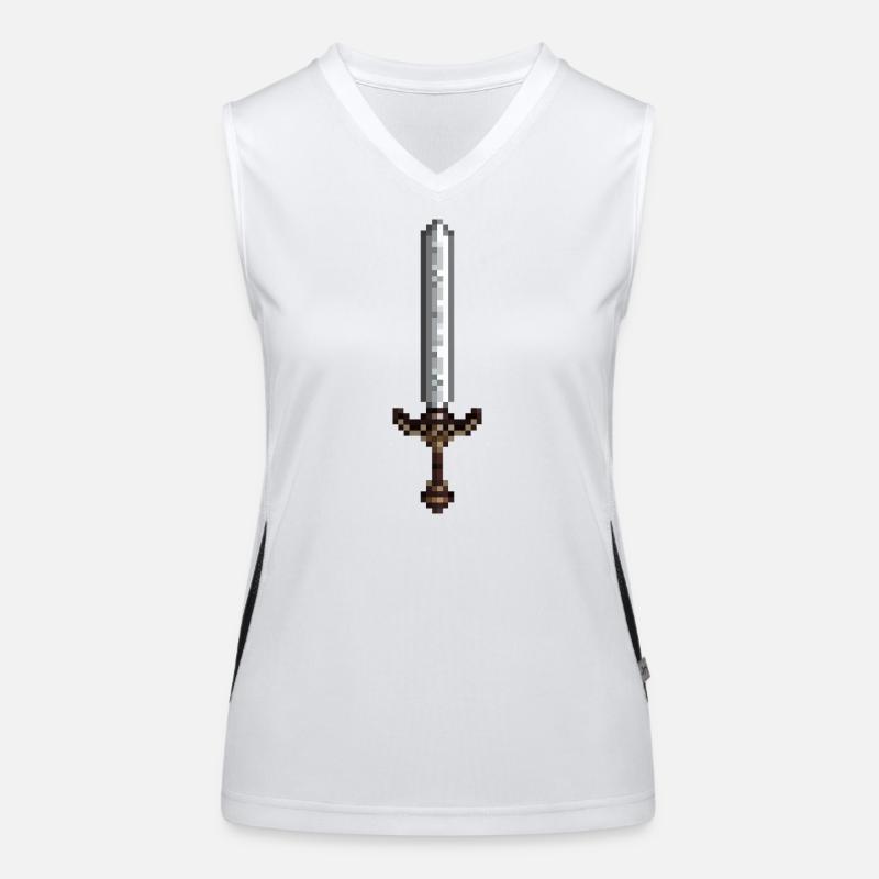 Schwert-Pixelkunst im Retro-Stil 8-Bit-Stil Funktionelles Kontrast-Tank Top für Frauen