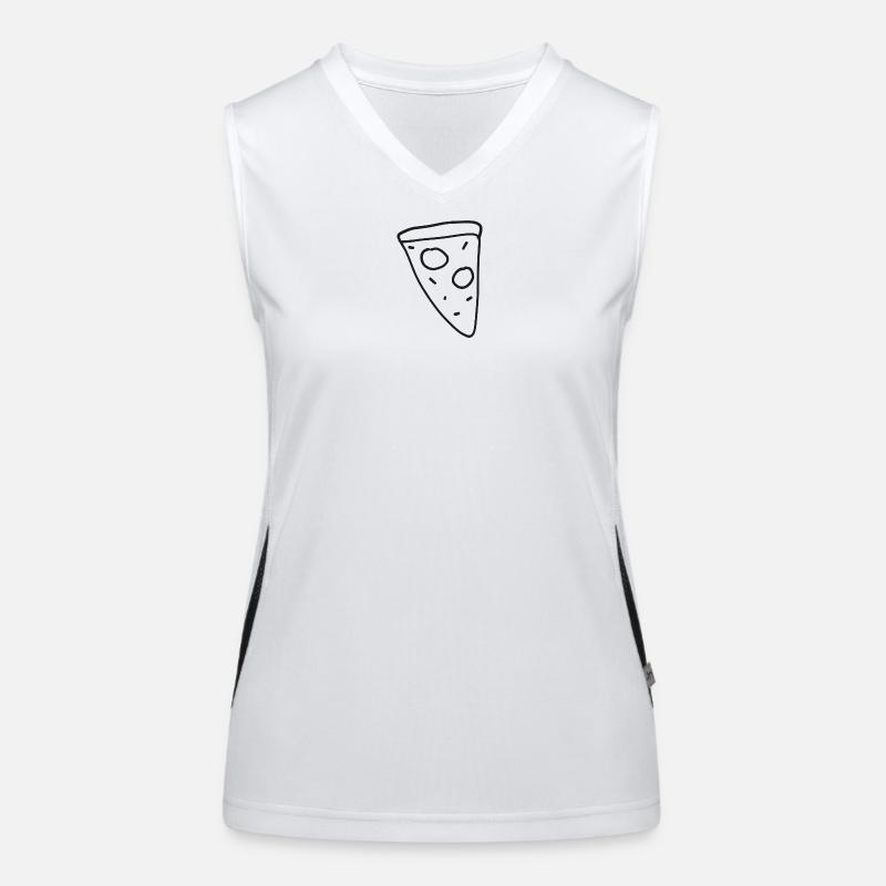 Pizza Slice Line Drawing Women's Functional Contrast Tank Top