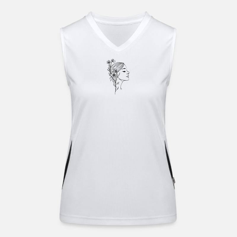Femme de profil avec une silhouette fleurie Débardeur respirant contrasté Femme