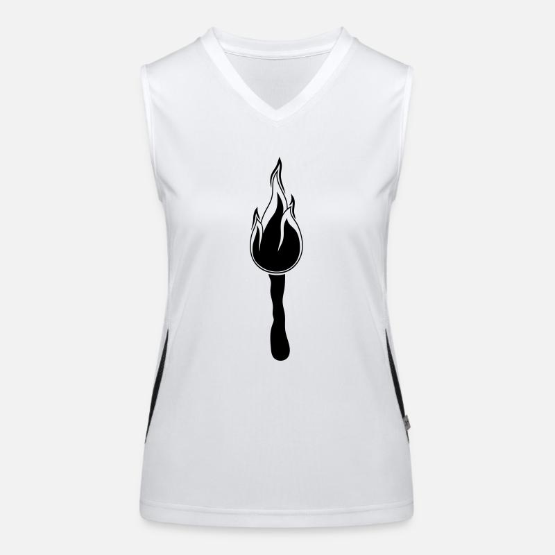 black night walk torch light bright fire fla Women's Functional Contrast Tank Top