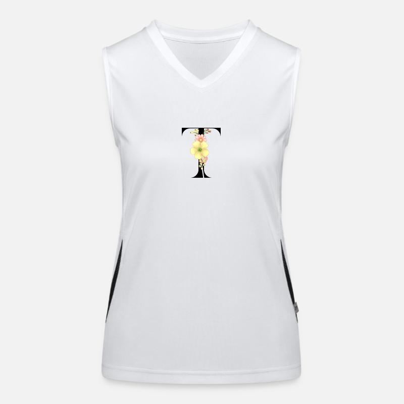 Eleganter Buchstabe 'T' mit Blumen Funktionelles Kontrast-Tank Top für Frauen