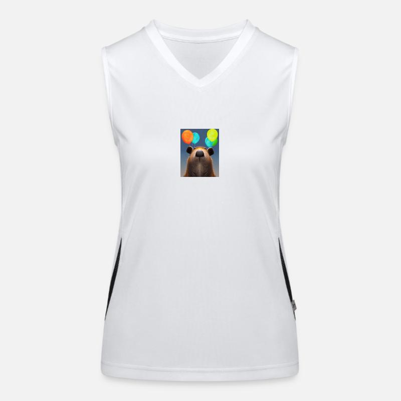 Cooles Comic Portrait von Capybara Geburtstagsparty Funktionelles Kontrast-Tank Top für Frauen