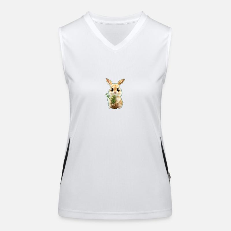 Little rabbit with flowers Women's Functional Contrast Tank Top