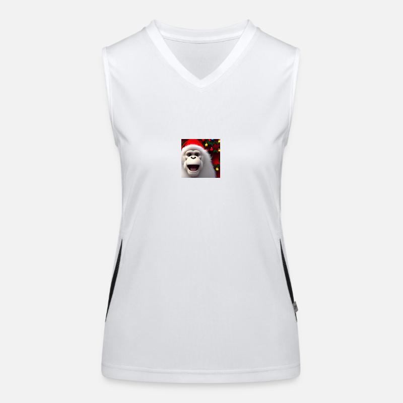 Christmas monkey with santa hat Women's Functional Contrast Tank Top