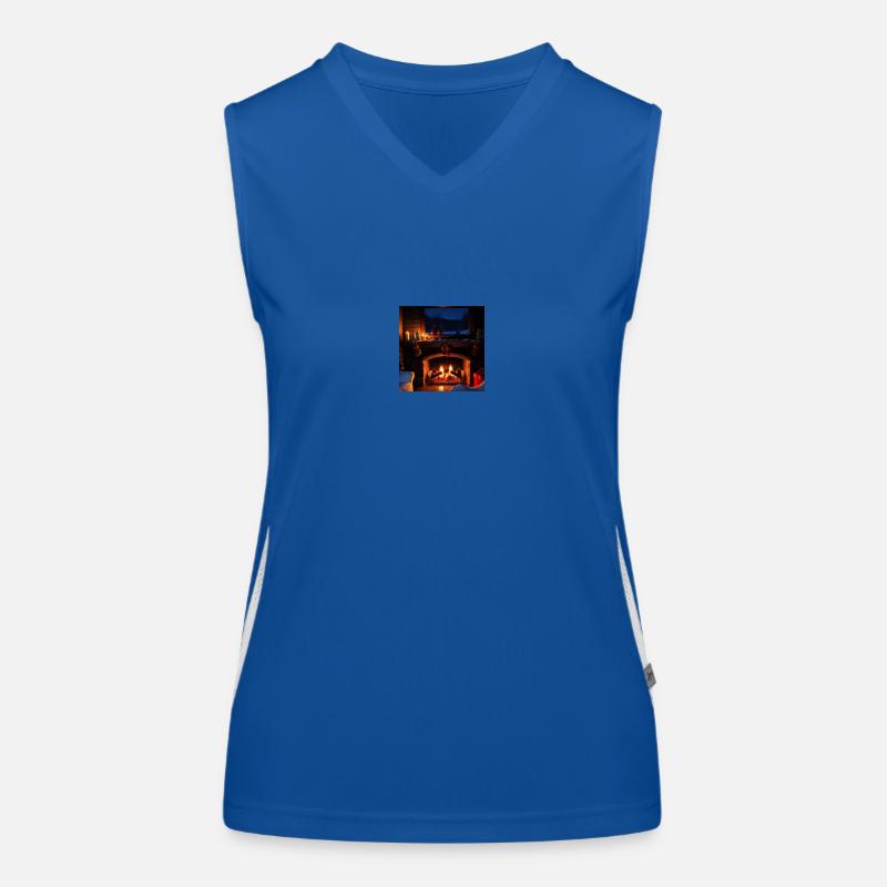 Cozy Fireplace Scene Women's Functional Contrast Tank Top