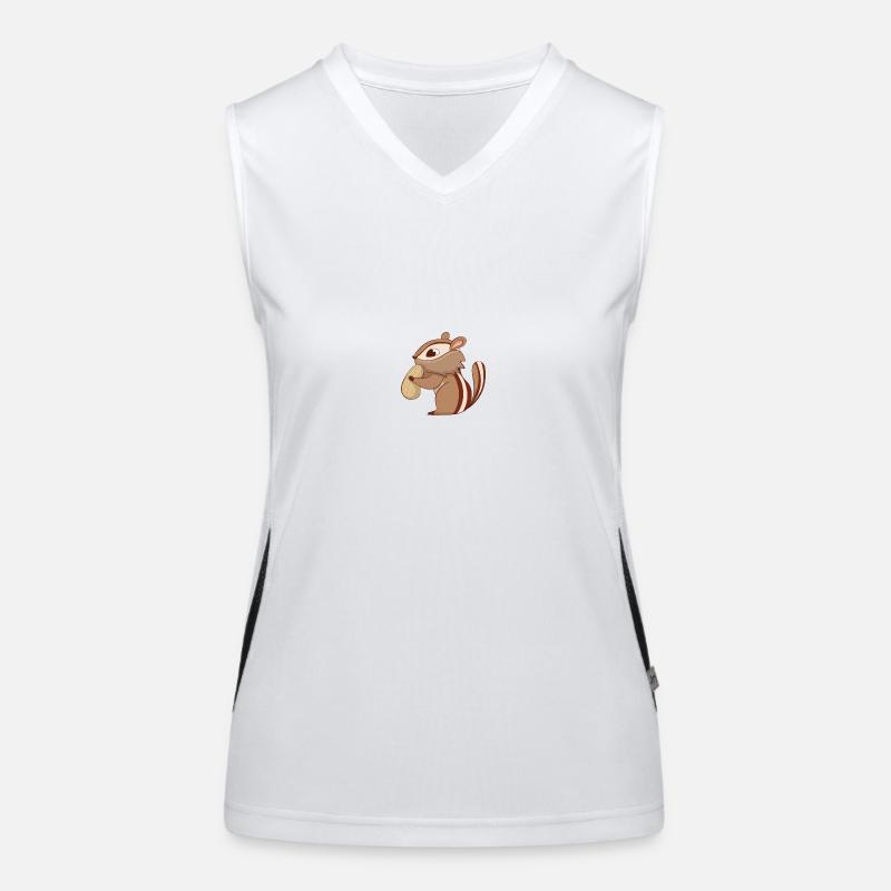 Streifenhörnchen mit Nuss Funktionelles Kontrast-Tank Top für Frauen