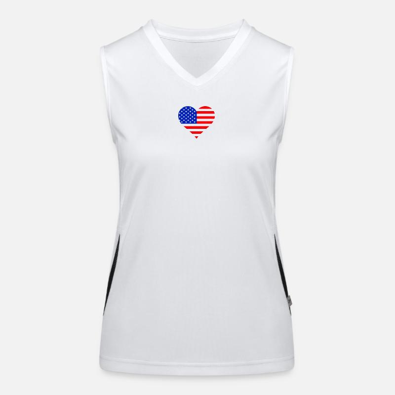 Coeur Drapeau US  Débardeur respirant contrasté Femme