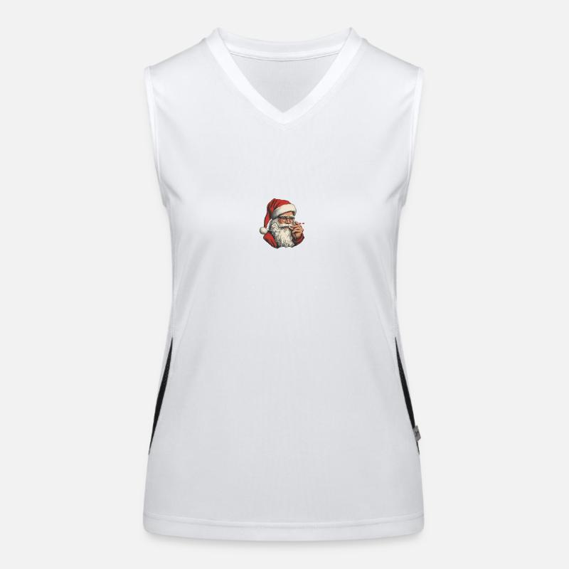 Weihnachtsmann mit Joint Funktionelles Kontrast-Tank Top für Frauen