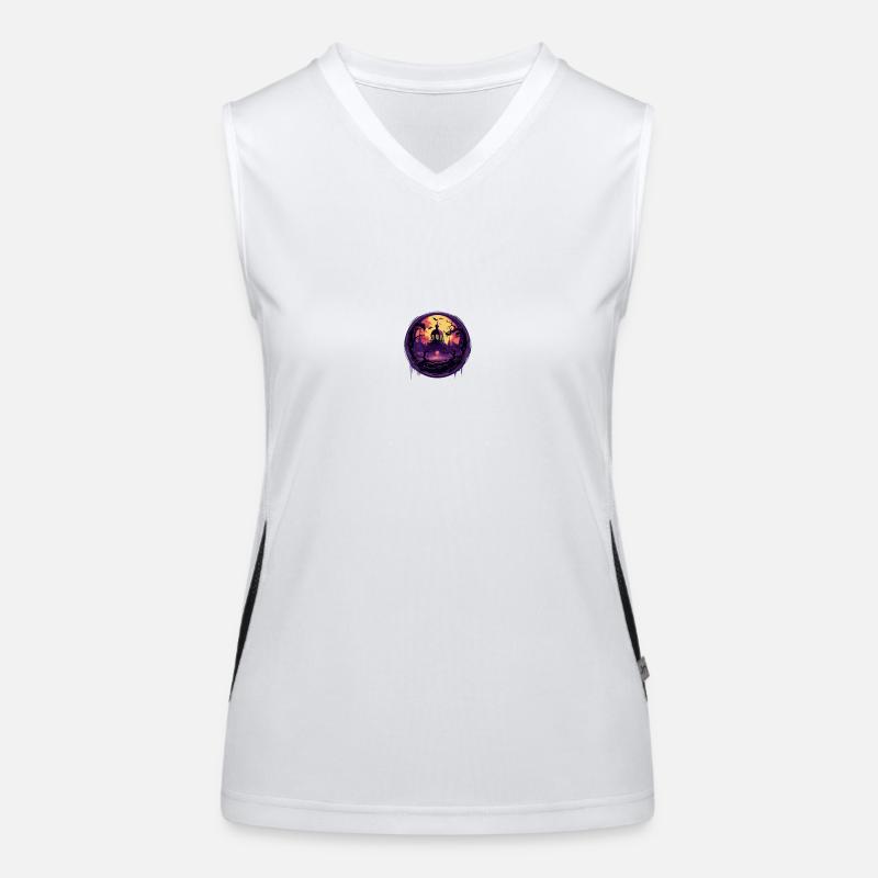 Halloween. Gruseliges Bild in Form einer Glaskugel Funktionelles Kontrast-Tank Top für Frauen