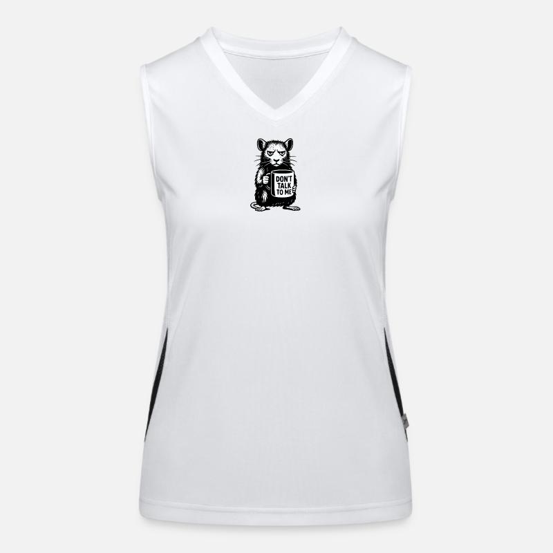 Grim Rat with Coffee Mug Women's Functional Contrast Tank Top