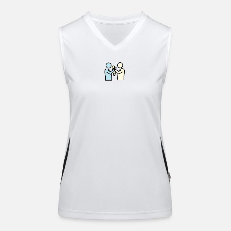 Stolze Eltern mit Baby | Modernes Piktogramm Funktionelles Kontrast-Tank Top für Frauen