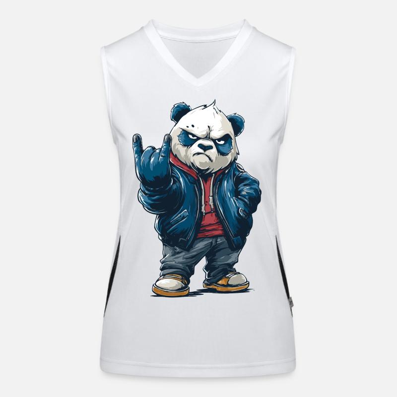 Rockiger Panda mit "Rock On"-Pose Funktionelles Kontrast-Tank Top für Frauen