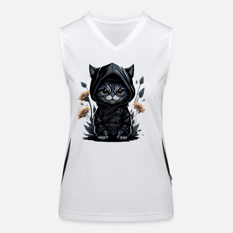 Go on adventures with the ninja cat Women's Functional Contrast Tank Top