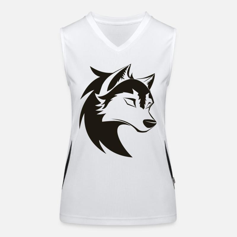 Stylized Cool Wolf Head Icon Women's Functional Contrast Tank Top