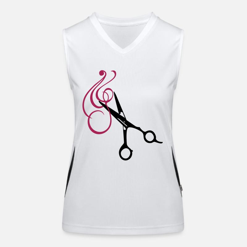 ciseaux de coiffeur et les cheveux bouclés / Débardeur respirant contrasté Femme